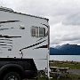 <p align=left>11 août: Homer, au Spit campground 44$US (et c'est moins cher que le Heritage Village qui affiche à 68$), encore tassé, mais belle vue et on ne perd pas notre place si on va en ville. Ce n'est pas de l'auto-enregistrement.